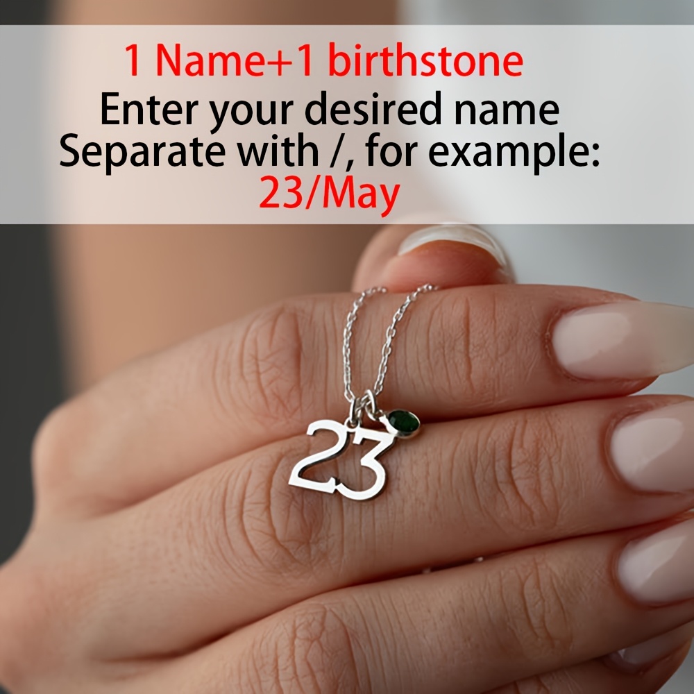 Personalized Digital Birthstone Necklace, Elegant Minimalist Design